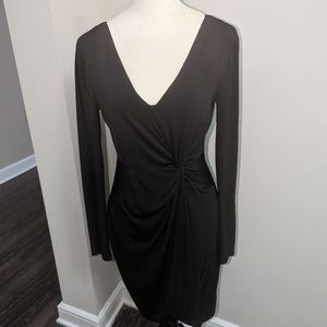 GUESS Women's Knot Detail Fitted Long Sleeve V-Neck Dress/ Size 6